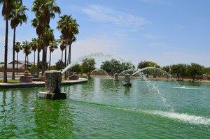 The community lake at Rancho El Dorado in Maricopa Arizona